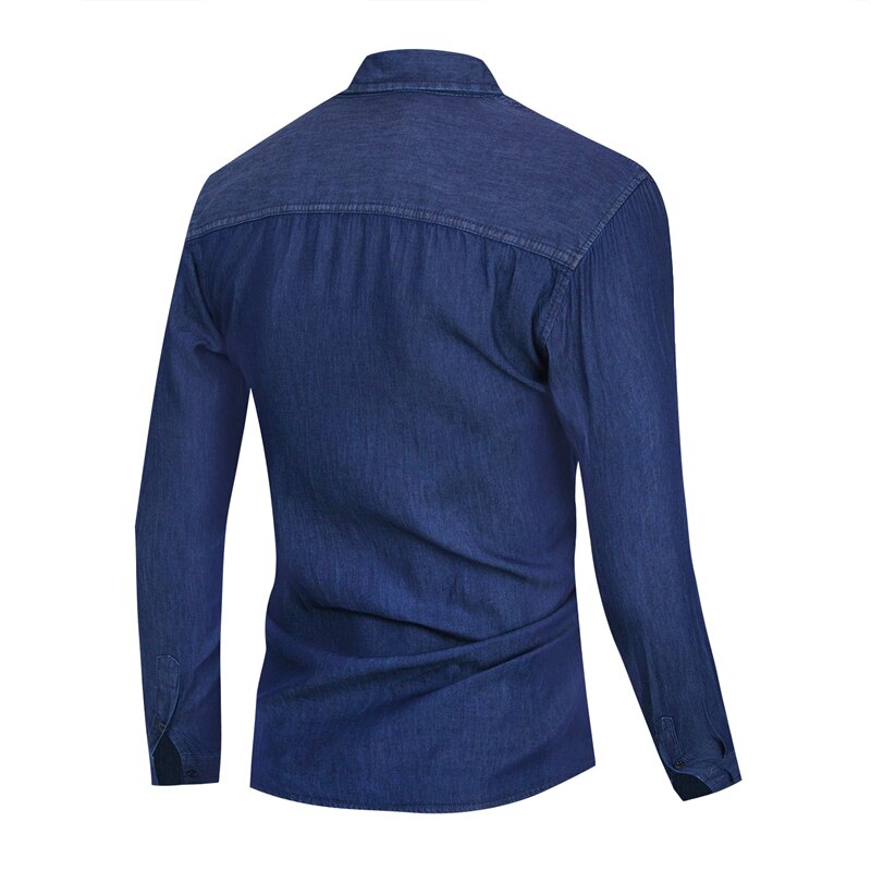 herbst Neue Feste Farbe Denim Shirt für Männer Langarm lässig Geschäft Tasche Arbeit 100% Baumwolle Hemd Männer Kleidung, FM248