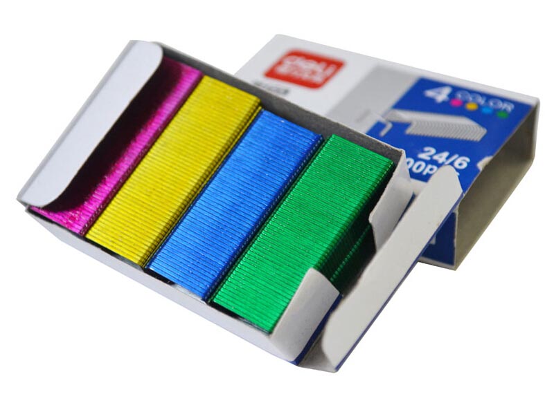 1 Pack Gekleurde Nietjes 12x6mm 12 #24/6 Metalen Nietjes Elke Verpakking 800 Stuks 4 Kleuren Deli 0211: Default Title