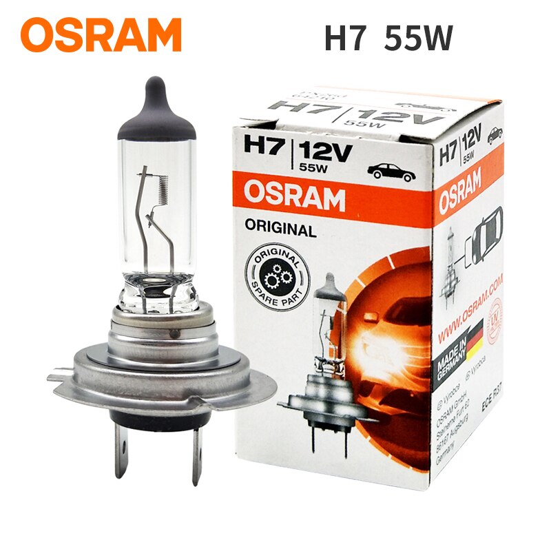 Osram  h1 h3 h4 h7 halogen bilpære forlygte fjernlys nærlys halogenlampe lang levetid 12v 55w biltilbehør: H7-64210