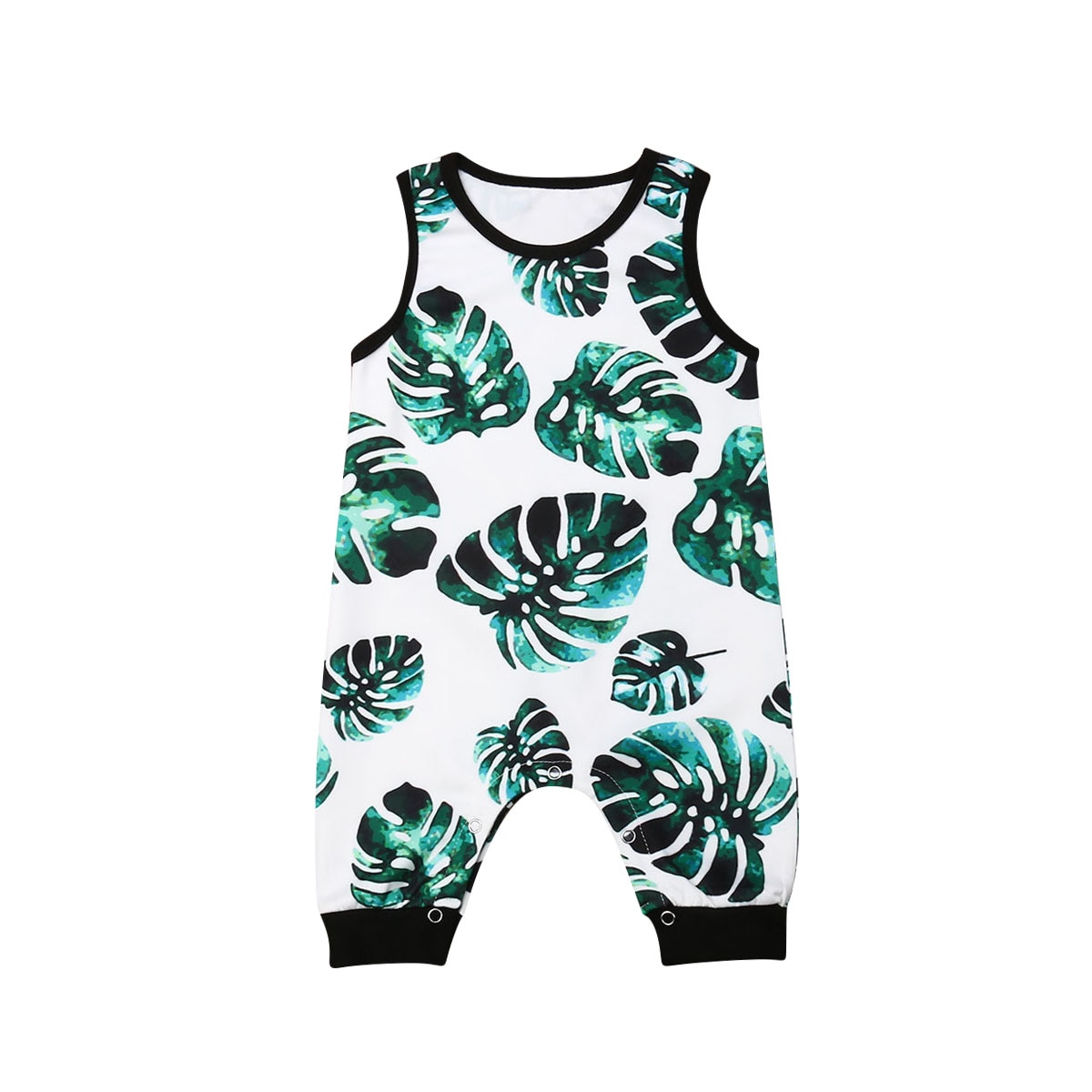 0-24 m verão bebê recém-nascido infantil meninas do menino macacão sem mangas folha de palmeira playsuit macacão