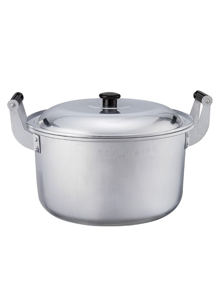 Olla pequeña para sopa de doble oreja, de aleación de aluminio, de estilo retro antiguo y grueso, para cocinar gachas, olla a gas para hervir agua.