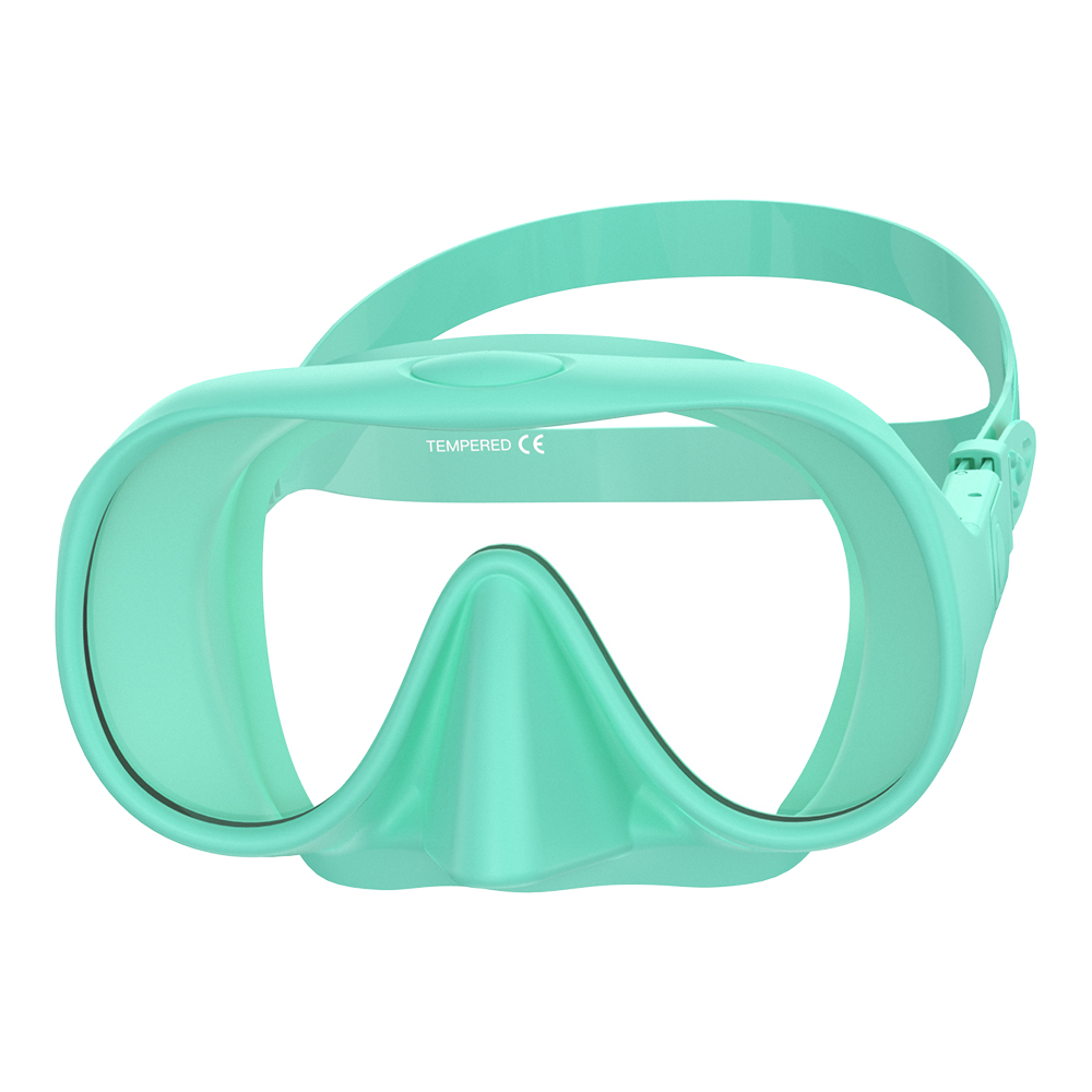 Máscara de buceo sin marco HD panorámica vista ultraancha vidrio templado snorkel gafas de natación adecuadas para adultos: Morado