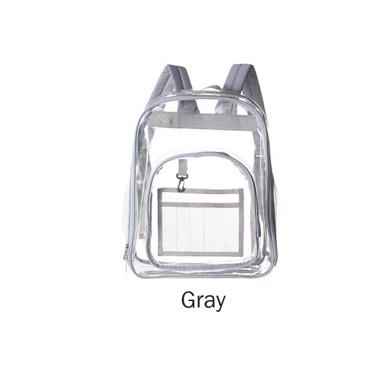 Women Backpack Clear Transparent PVC Multi-pockets School Bag Travel Backpack AU: Gray