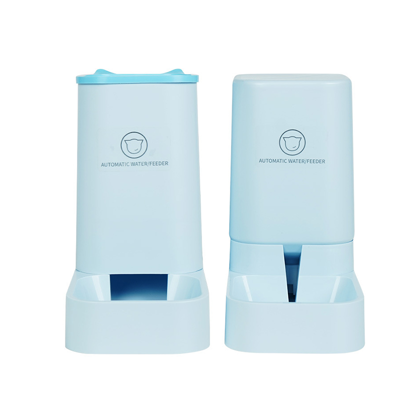 Kattenvoer Dispenser Huisdier Automatische Water Feeder 3.8L Drinkfontein Voor Katten Kleine Hond Voeden Bowl Water Voedsel Feeder Dispenser: Blue set