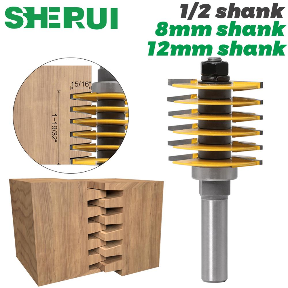 1pc 1/2 skaft 8mm 12mm skaft merke 2 tenner justerbar fingerleddfreser bit tappkutter industrikvalitet for treverktøy