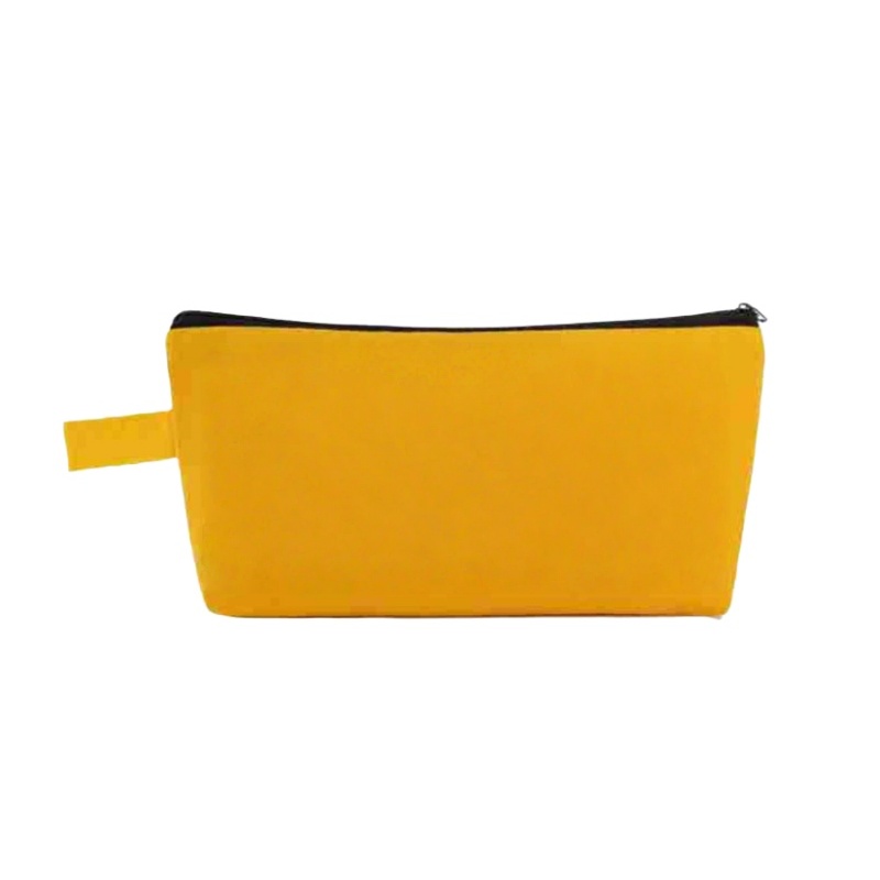 StoBag 10pcs Colorful Canvas Cotton Bag with Zipper Handheld Cosmetic Stationery Package Storage Makeup Handbag Portable Pouches: Yellow