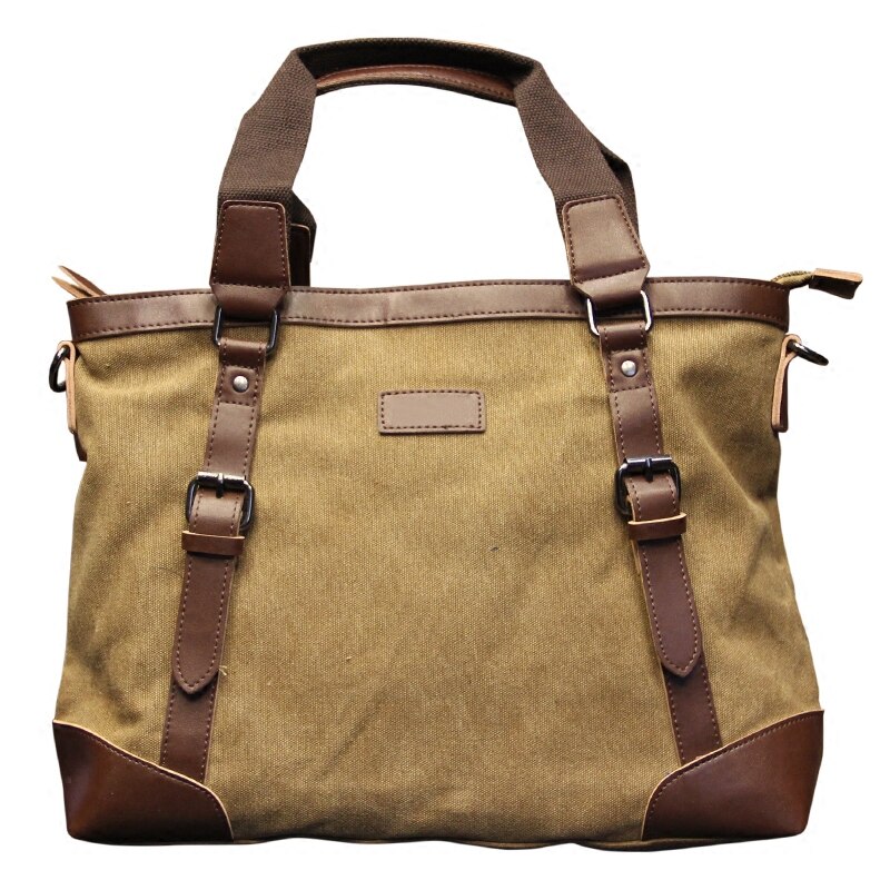 Khaki Casual Vintage Multifunction Soft Men&#39;s Canvas Travel Handbag Crossbody Shoulder Messenger Bag For Men