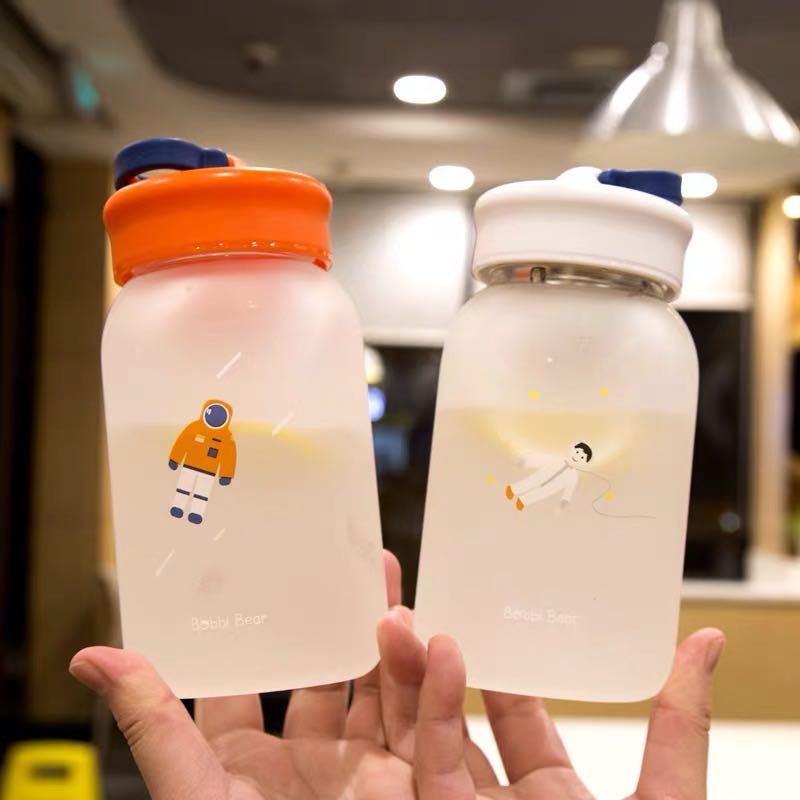 460ml/600ml astronaut frostet glas vandflaske stjernehimmel kop udendørs bærbare flasker til studerende drinkware