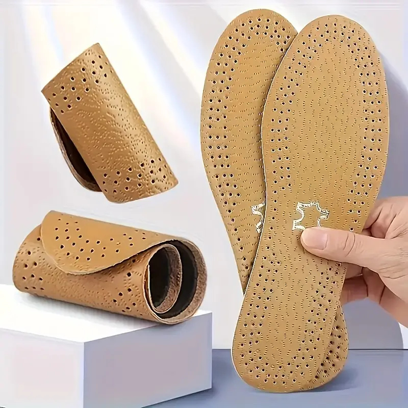 1 Pair Leather Leisure Insoles for Shoes Ultra thin Deodorization Breathable Shock Absorption Cushion Sole Insert