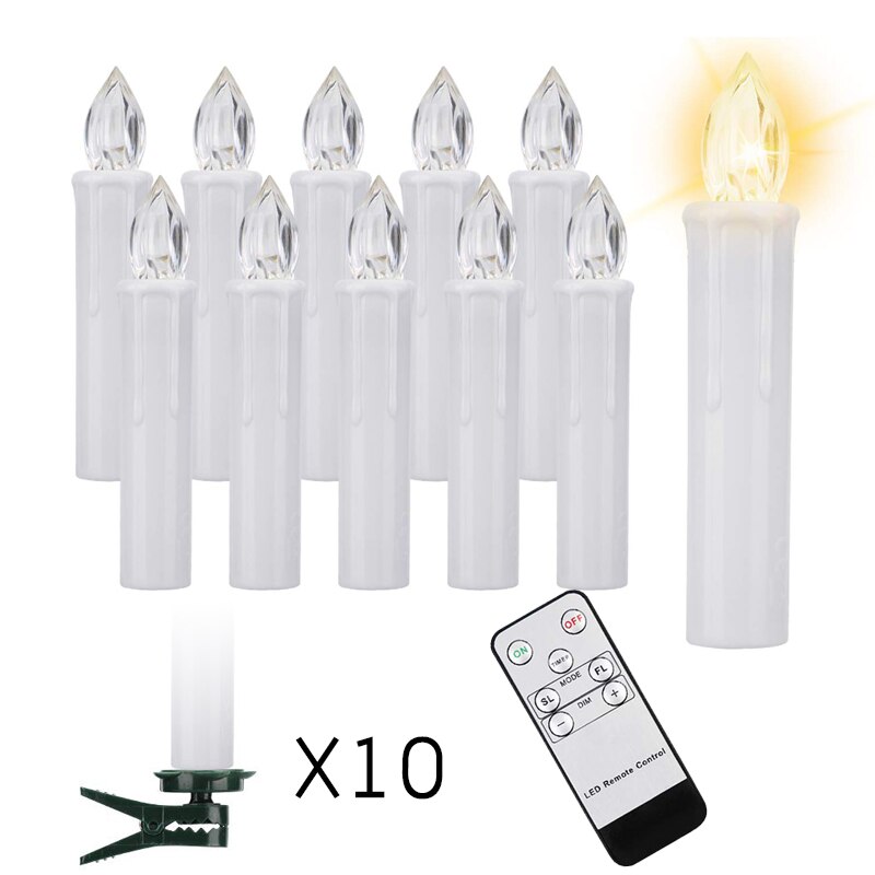 30/20/10/Pcs Led Vlamloze Led Kaars Licht Helder Flikkerende Lamp Battery Operated Kerst Verjaardag Bruiloft decoratie: White 10PCS