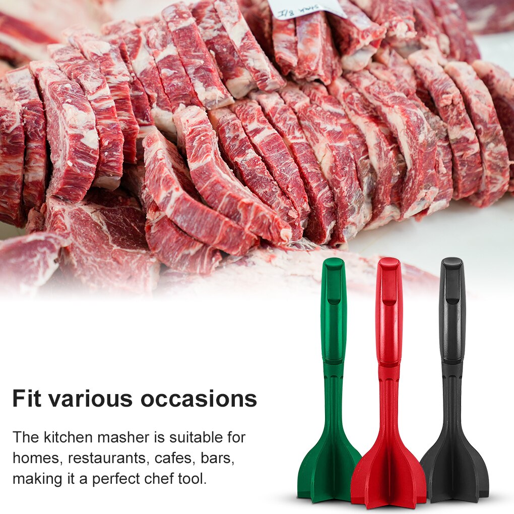 Meat Chopper Non-Stick Heat-Resistant ABS Ground Beef Masher Hamburger Crusher Home Kitchen Tool Cookware Green
