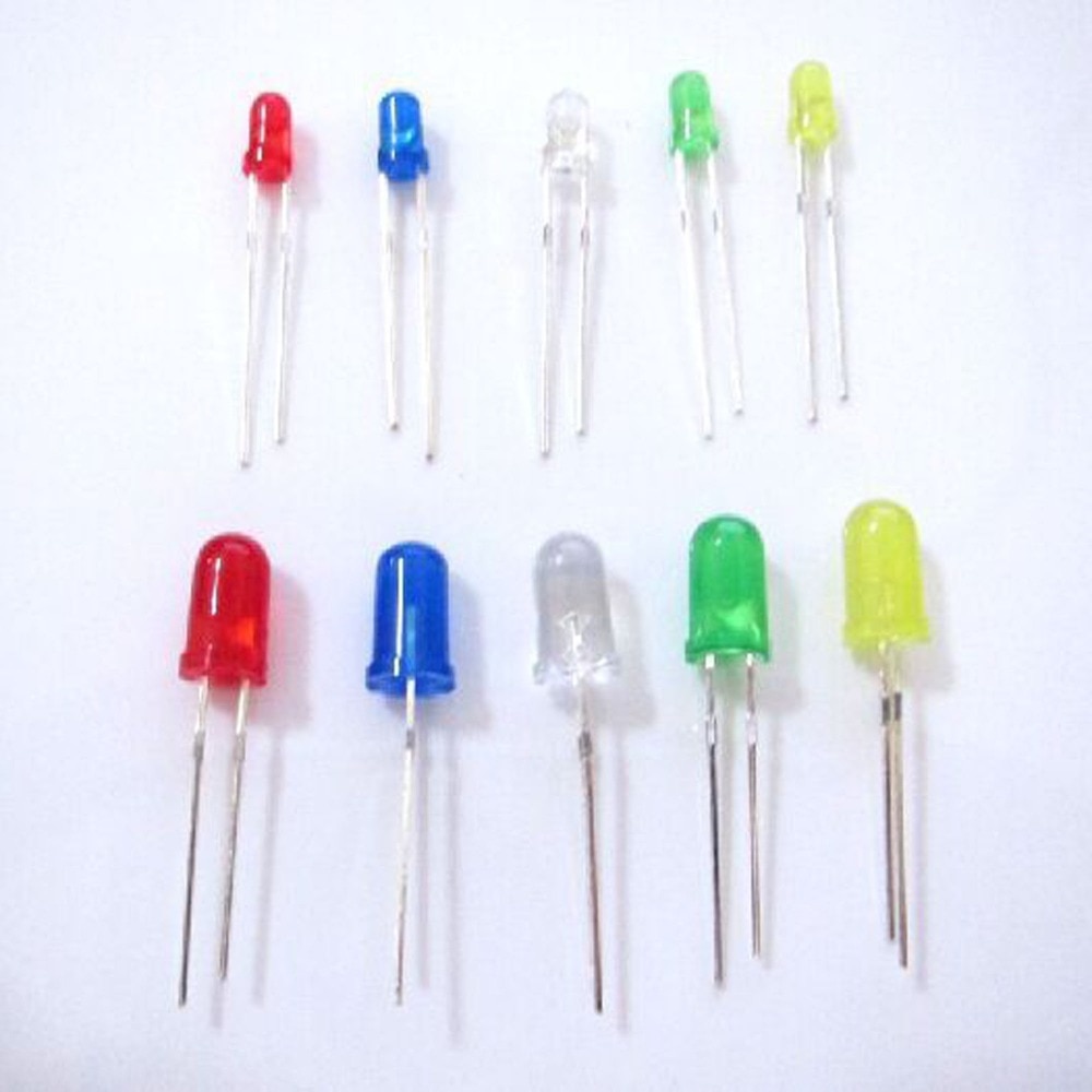 Rood, groen, geel, wit en blauw van de lichtgevende diode LED KIT 3 MM 5 MM 100 STKS voor arduino voor raspberry pi