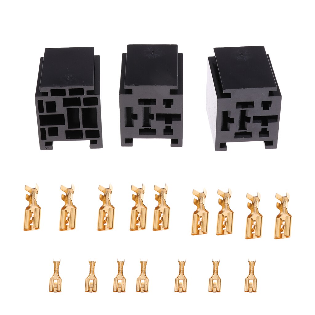 3Pcs 80A 5 Pin Automotive Relay Socket for High Current Applications