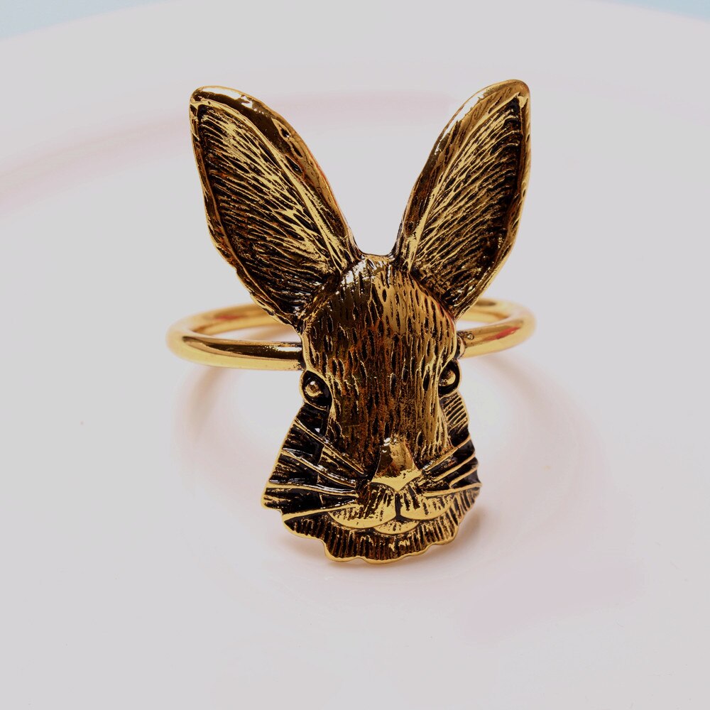 Bunny Oren Servetringen Pasen Konijn Servet Ring Houder Metalen Servethouder Thuis Tafel Decor Voor Lente Pasen Rustieke