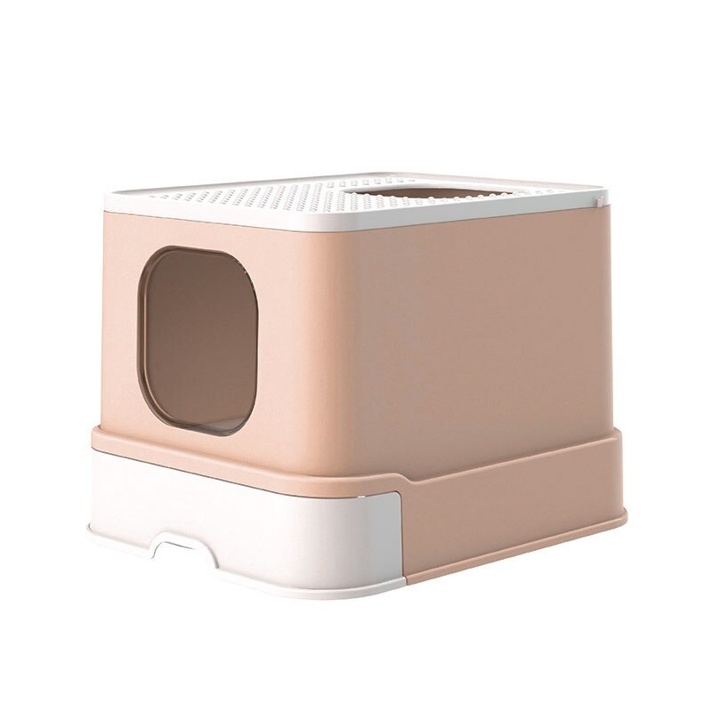 Kattenbak Top Entry Kat Zandbak Grote Capaciteit Wc Lade Gesloten Splash Lade Stijl Lade Wc Catlitter Lade Cattoilet kattenbak: Brown