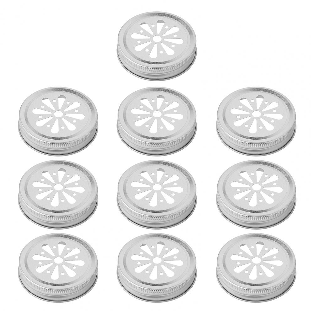 10Pcs Mason Jar Lids Flower Pattern Rust-proof Tinplate Mason Jar Covers Storage Can Lids Decoration for Home : Default Title