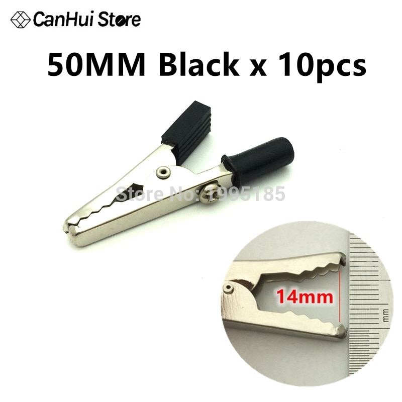 10 stk imc 30/45/50mm plasthåndtak testprobe metallkrokodilleklemmer: 50mm svarte 10 stk