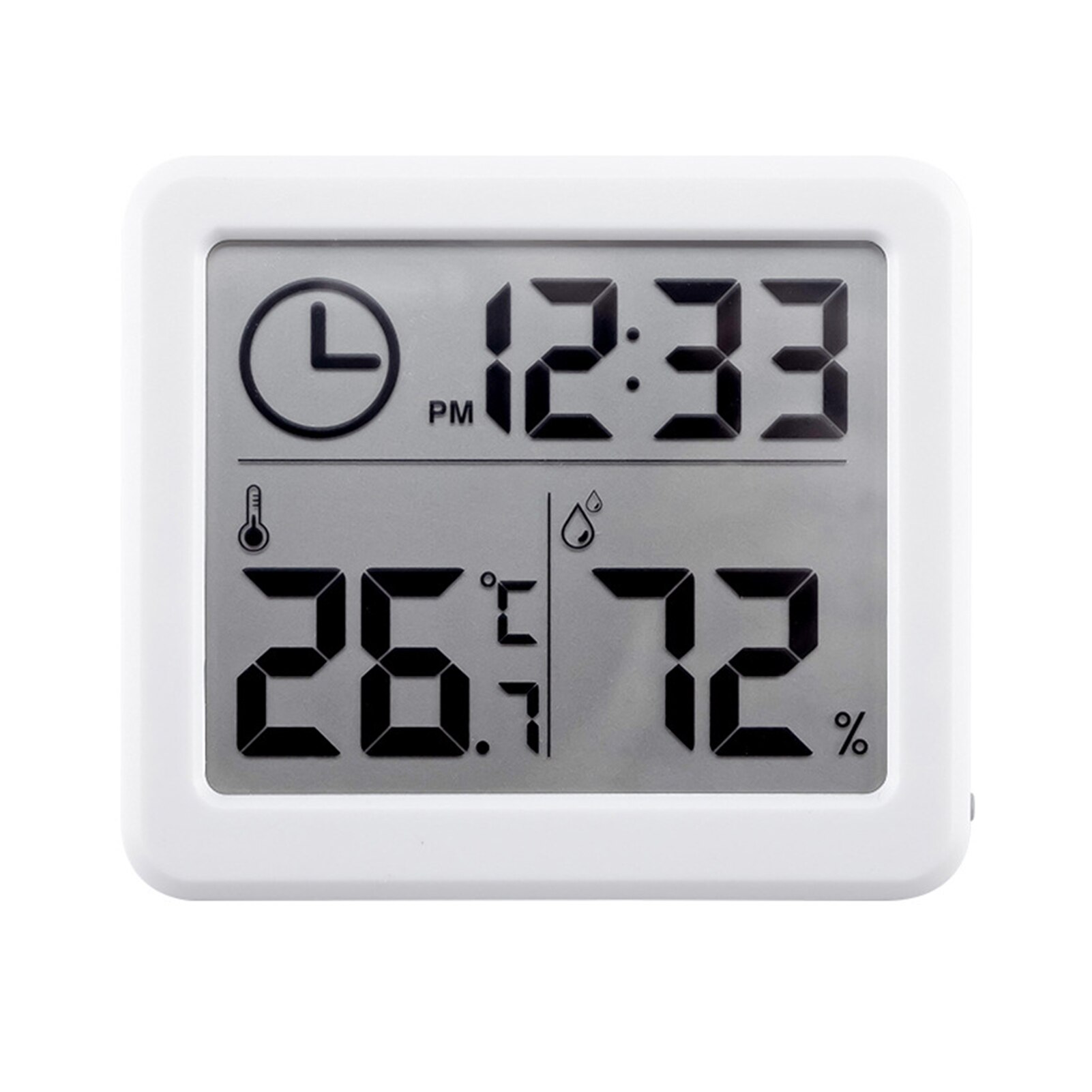 Digitale Hygrometer Lcd Elektronische Tijd Temperatuur Vochtigheid Meter Gauge Indoor Thermometer Hygrometer Met Beugel Sticker