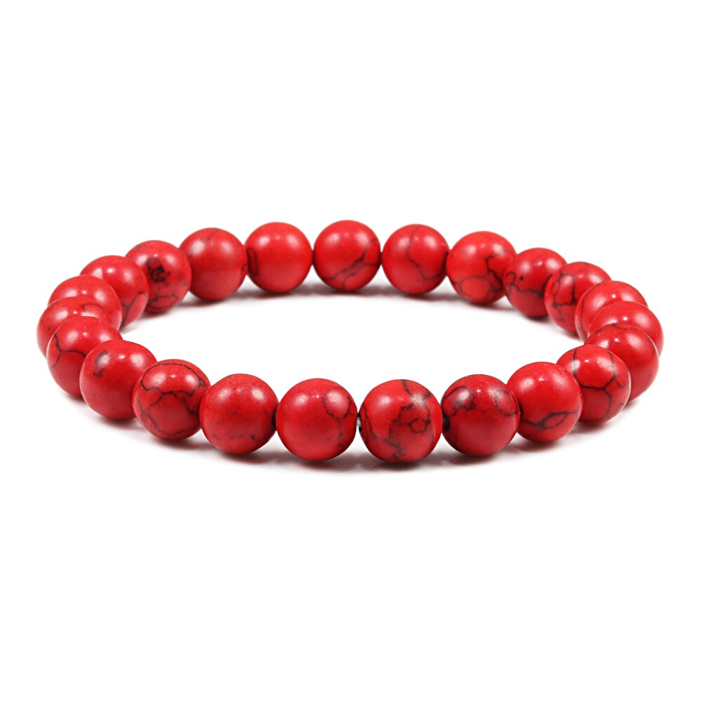 6mm 8mm 10mm pedra natural vermelho turquesa oração frisado pulseira rosário meditação pulseiras masculino feminino yoga jóias presente pulsera: 8MM