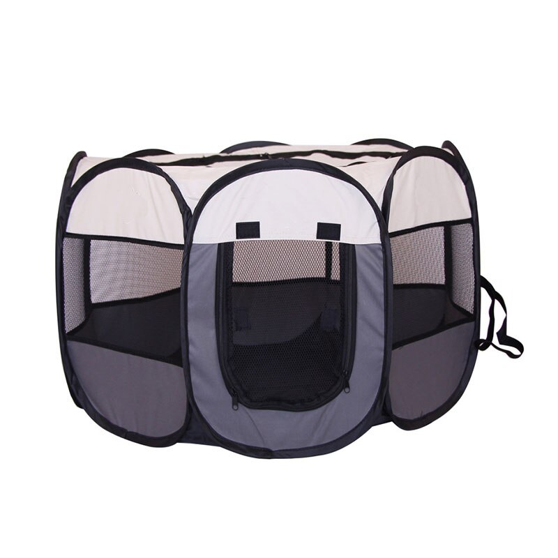 Tragbare Falten Zelt Haustier Hund Haus Käfig Hund Katze Zelt Laufstall Welpen Zwinger Achteckige Zaun Außen Haustier Liefert: gray / 73x73x43cm