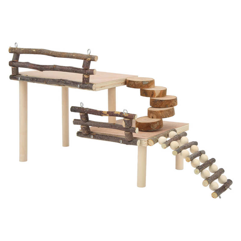 Hamster Wooden Playground Small Pet Wooden Platform 2 Layer for Hamster