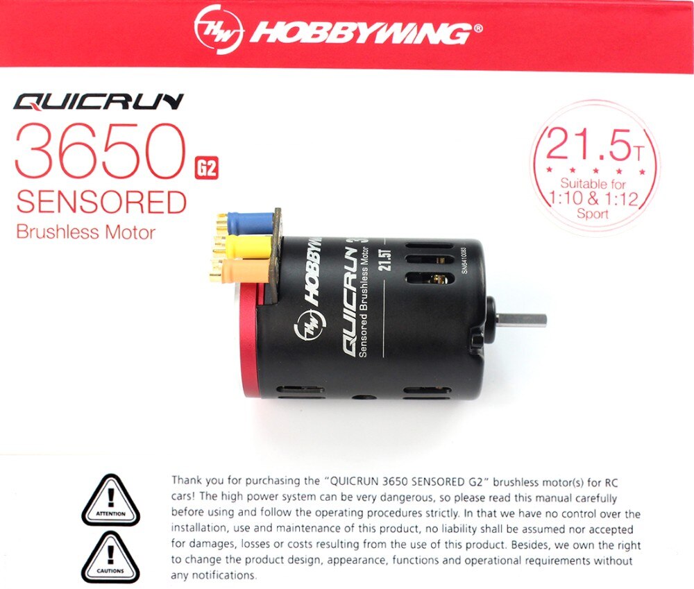 Hobbywing quicrun  g2 3650 sensored 6.5t / 8.5t /10.5t /13.5t / 17.5t / 21.5t racing børsteløs motor til 1/10 rc bilcrawler