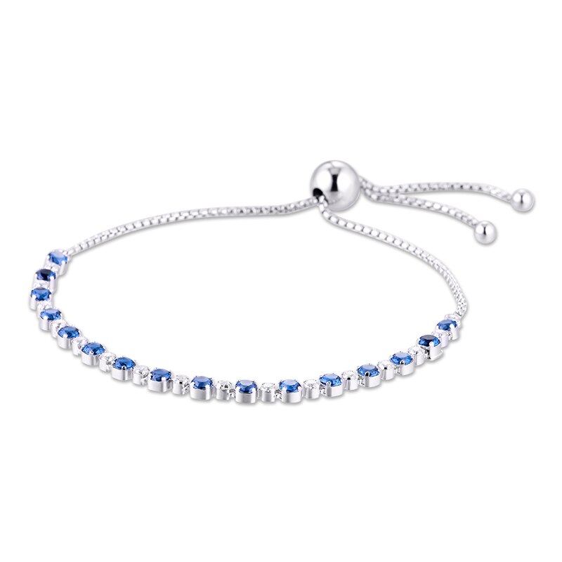 Blue & Clear Sparkle Slider Bracelet 925 Sterling Silver Jewelry Bracelets For Woman DIY Jewelry Making