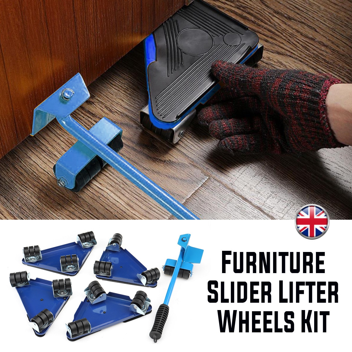 Furniture Mover Tool Set Furniture Transport Lifter Heavy Stuffs Moving Tool 4 Wheeled Corner Movers + Wheeled Lifter Hand Tools