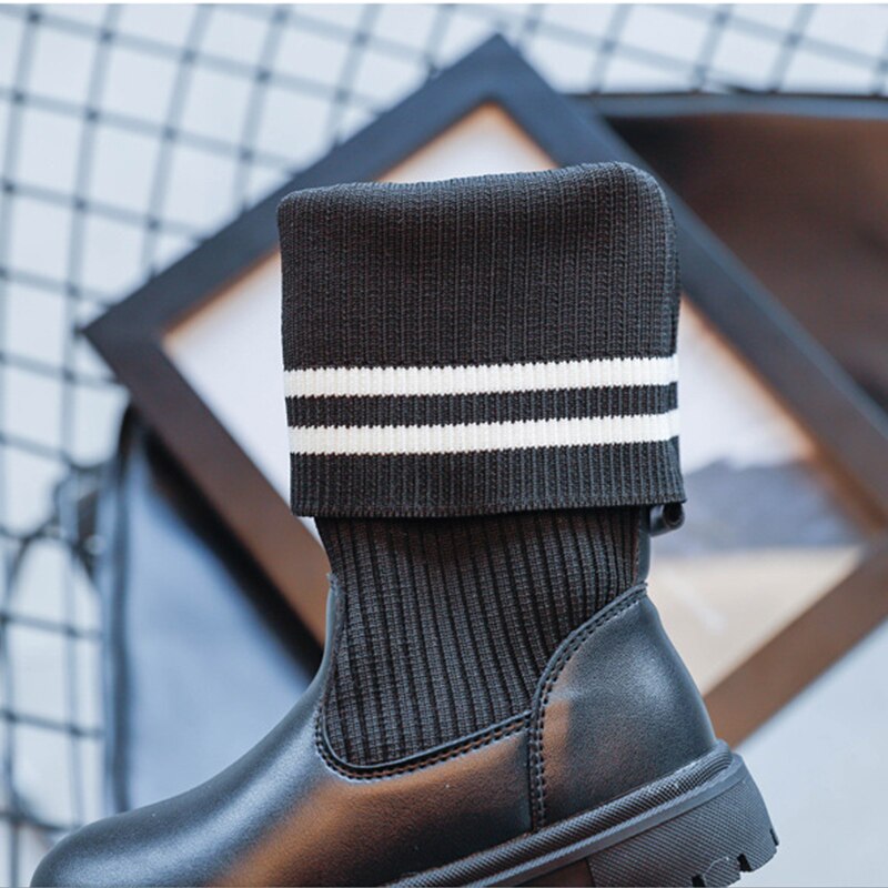 Bottes longues en tissu élastique pour enfants, bottes souples jusqu'aux genoux pour enfants, chaussures de princesse, automne hiver, chaudes, pour tout-petits filles