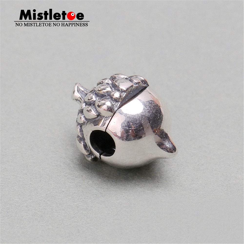 Mistel 925 Sterling Silber Eichel tannenzapfen Clip Europäischen Schmuck