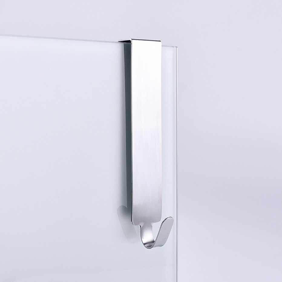 Stainless Steel Over Door Hanging Rack Bathroom Shower Door Hook for Towel Clothes Hanger Double Sides Glass Door Hanger