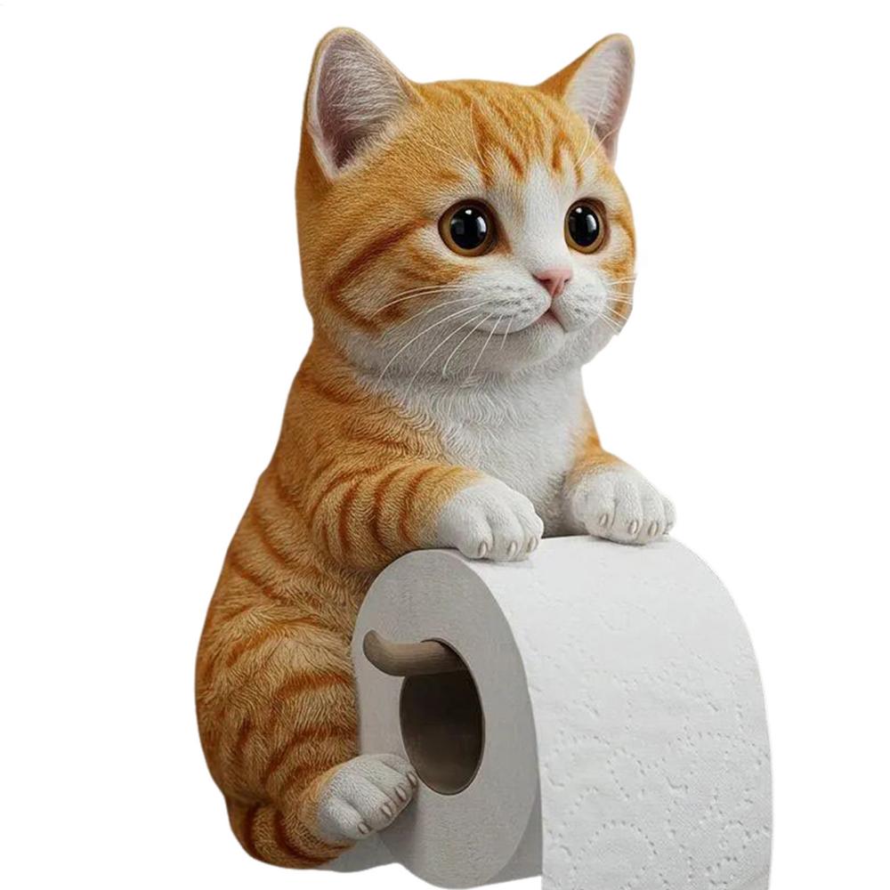 Toiletpapirholder til katte harpiks vægmonteret badeværelse toiletpapirholder køkkenrulleholder sød dispenser værelsesindretning: Lilla