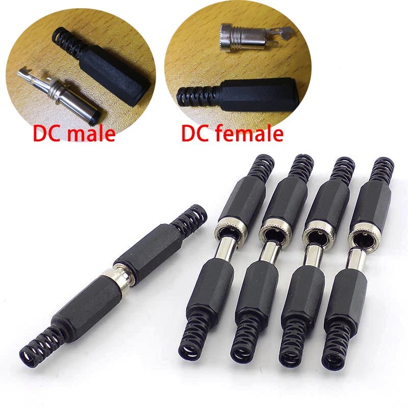 10Pcs DC Power DC Male DC Female Connectors Dc Jack Plug Adapter Cctv Camera Security System 2.1*5.5MM for DIY Cctv Accessories