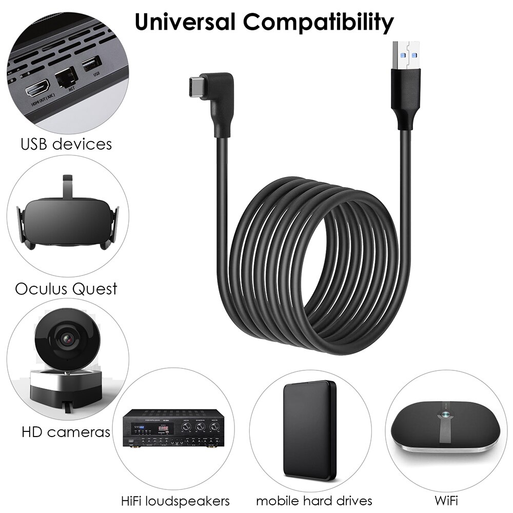 5/3M Pour Oculus Quest 2 Lien Câble De Remplissage Rapide D'USB 3.0 USB-C Câble Ligne de Données De Type C Données Charge Rapide Steam VR Accessoires