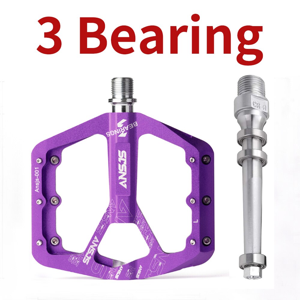 ANSJS Nicht-Slip Mountainbike Pedale, ultra Starke Bunte Cr-Mo CNC Gefräste 9/16 "3 Versiegelt Lager für Road BMX MTB Fixie Bike: 3 Bearings Purple