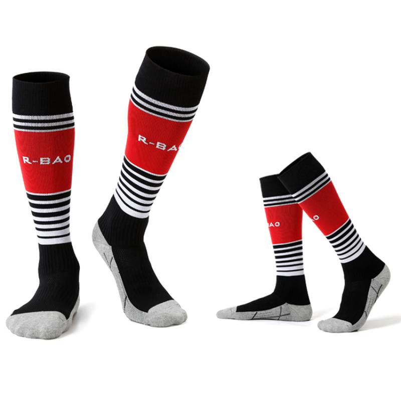 1 par fodboldstrømper knæhøje/lange bomuld nylon elastisk anti-sved åndbar fodbold strømper fodtøj tilbehør nylon elastik: B