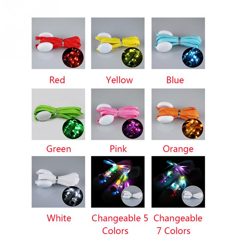 LED clignotant lacet multicolore lueur couleur changeante lacet nuit en cours d'exécution étanche Shoestrings 120 cm longueur