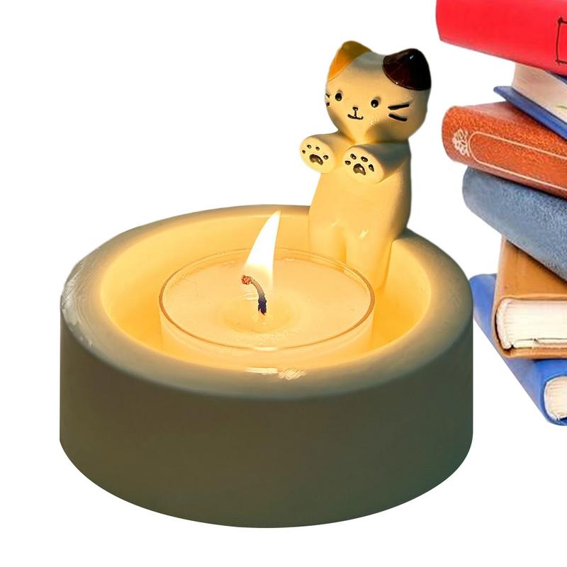 Candelabro con garra cálida para gato, candelabro de resina para gatito, candelabro de aromaterapia con forma de gato a la parrilla, adorno de escritorio