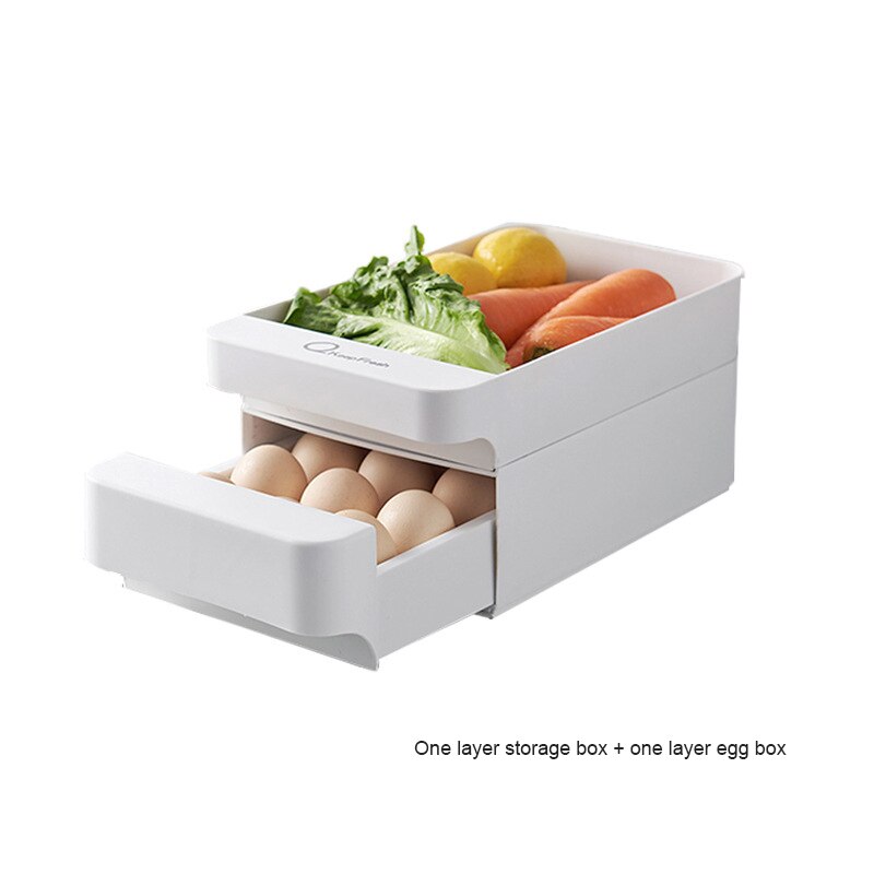 Durable Multi-layered Egg Storage Box Fridge Fresh-keeping Food Storage Box Ftuit Vegetable Drawers Superimposable Home Storage: 02 two layer