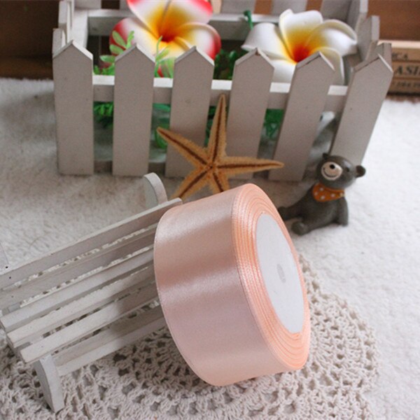 Peach Silk Satin Ribbon with gold Wedding Party Decoration Wrapping Christmas Year Apparel Sewing Fabric Ribbon: 40mm Shallow orange