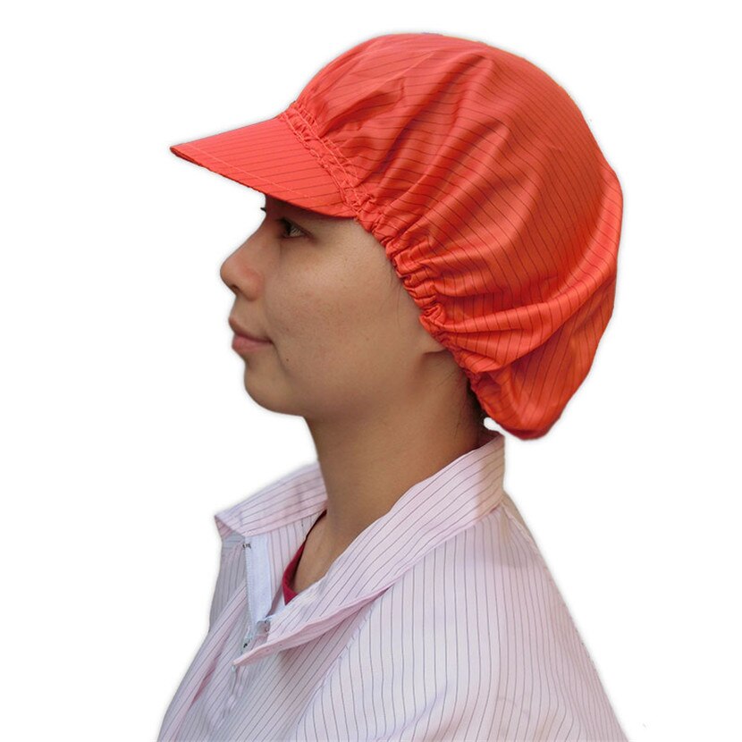 Factory Outlet Anti-Static Safety Cleanroom Hats Dustproof ESD Mens Clean Room Protective Electronics Factory Work Cap: Orange