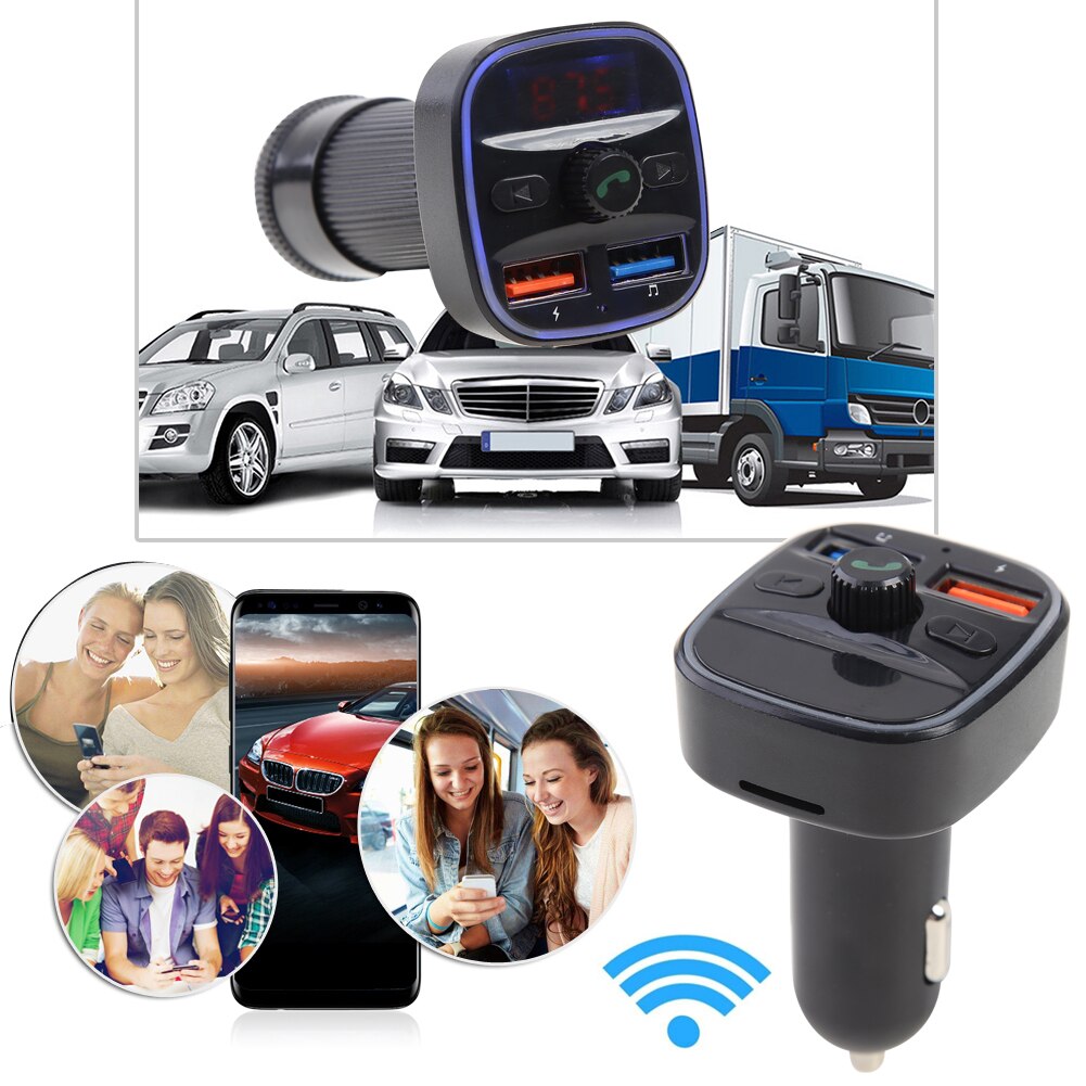 Bluetooth 5,0 FM Sender A23 Auto Blau Licht Freisprecheinrichtung MP3 Spieler USB Ladegerät draussen Persönliche Auto Teile Dekoration