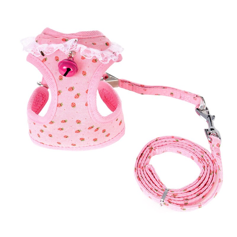Cute Pet Vest Harness for Small Dogs Chihuahua Pug Harnesses With Bell Puppy Pet Cat Walking Harness &amp; Leash Set Pets Supplies: Pink / L