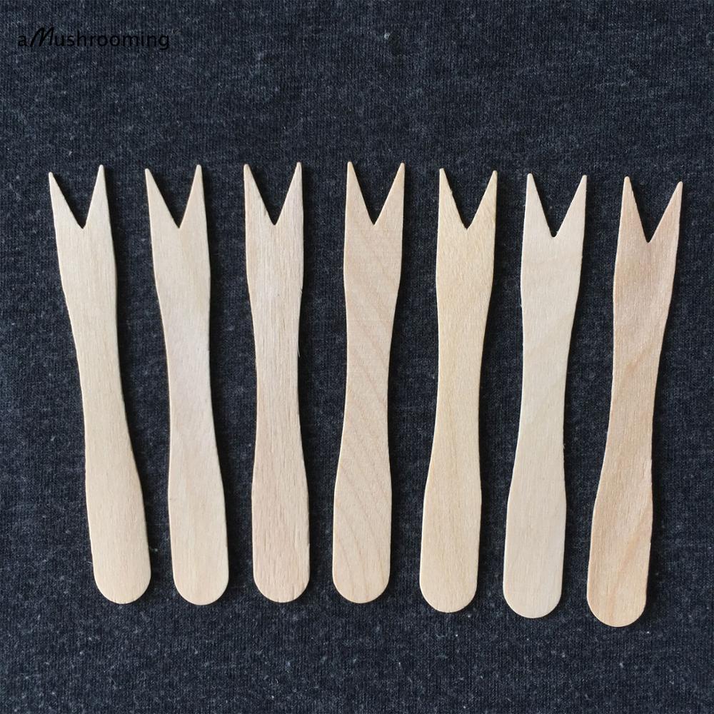 3.5" Wooden French Fry Forks 100ct, Two Prong Wood Fork, Mini Forks Chip Forks, Biodegradable Compostable Birchwood (100pcs/bag)