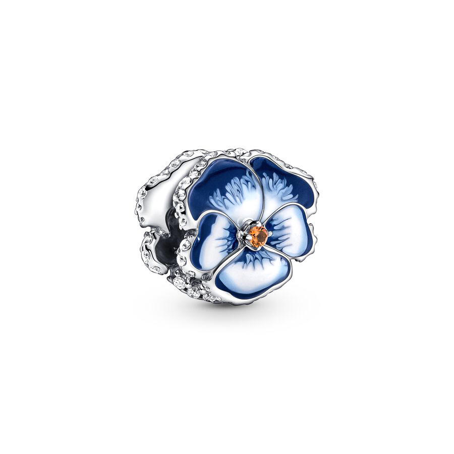DIY Jewelry Deep Purple Pansy Flower、Pink Pansy Flower & Pink Daisy Flower Charm Bead Fit Original Silver 925 Europeans Bracelet: PURPLE