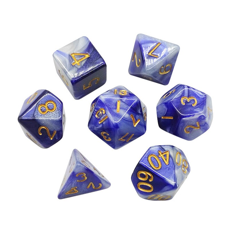 Sel 7Pcs Set Duty Dobbelstenen Set Verdoezeld Kleur Kleurrijke Effen Polyhedrale Dobbelstenen Set Met Cijfers Rol Playing Game dobbelstenen Set