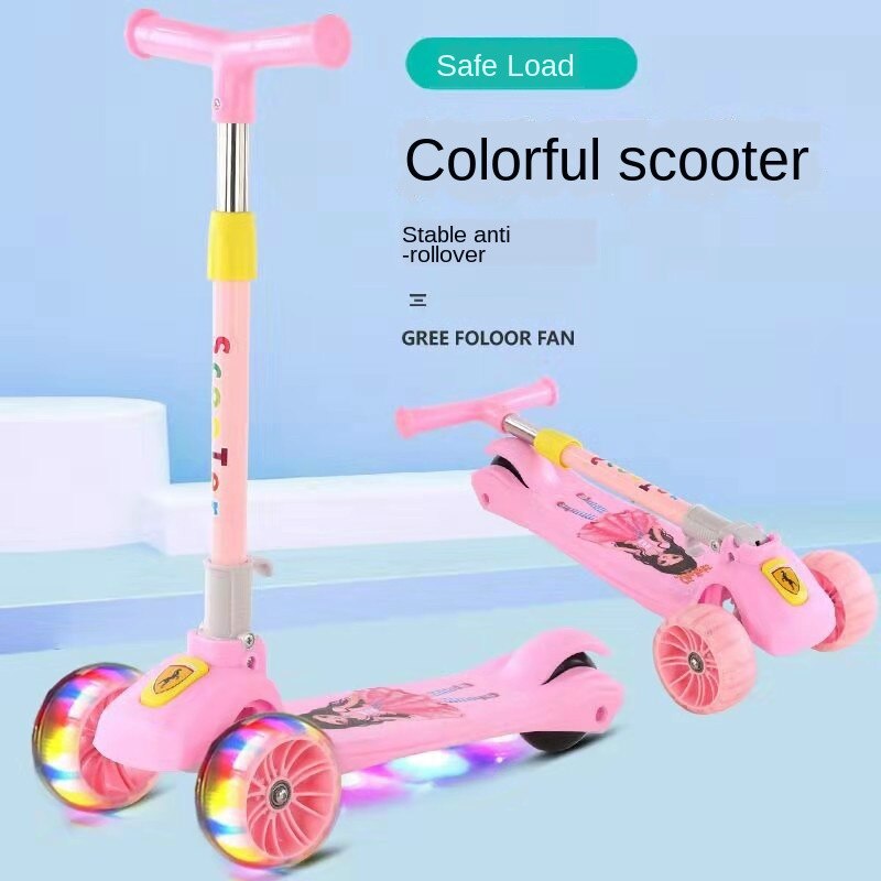Children Folding Hummer Music deng guang lun Stroller Three Rounds All-Flash Second Folding Sway Scooter