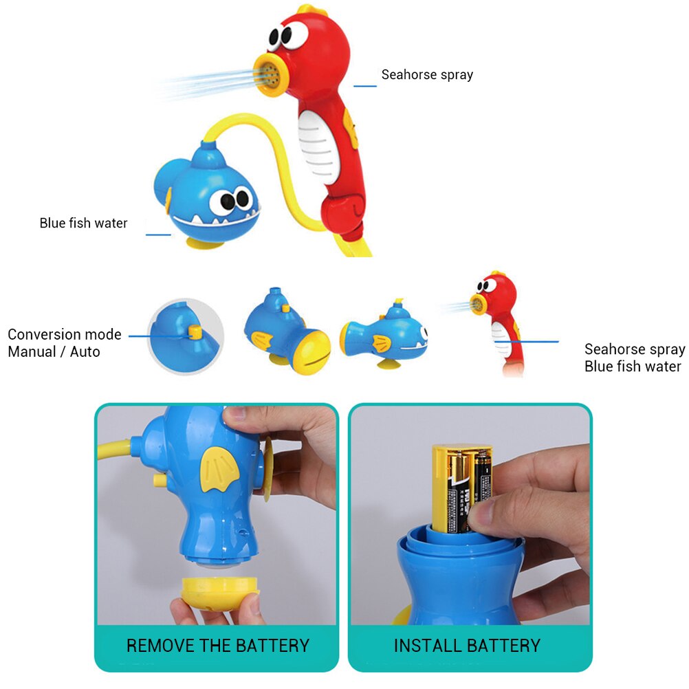 Baby badspeelgoed elektrisch zeepaardje walvis watersproeier douche speelgoed badsproeier waterpomp gereedschap dieren bad zwemmen water speelgoed  #10
