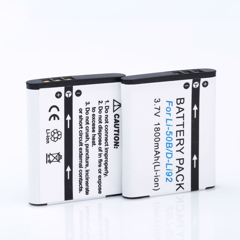 Li-50B Li50b Batterij D-LI92 Li-Ion Camera Batterij Voor Olympus Li 50b Batttery Voor Pentax XZ-1 SP-800UZ SZ-30 D Li92: 2pcs battery