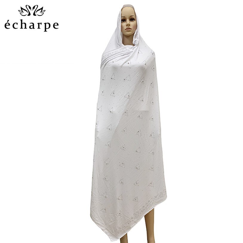 Foulard africain en dentelle de coton doux, écharpe africaine de , écharpe africaine avec pierres, écharpe à perles pour châles, EC054: EC054-11
